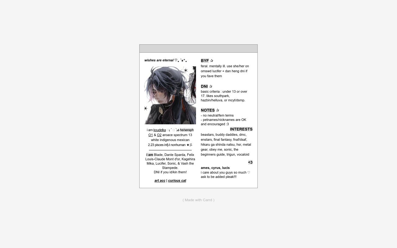 Carrd profile picture for @cognac